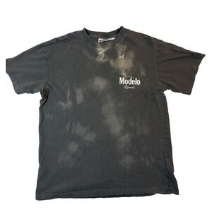 Modelo Shirt Mens L Black Distressed Wash Beer Graphic Cerveza Streetwear Y2K